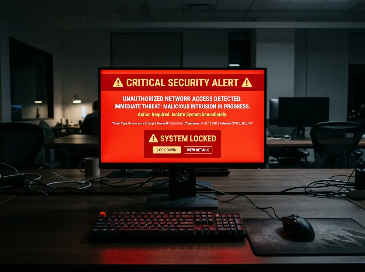 Pantalla de ordenador mostrando una advertencia de seguridad sobre un sitio web de apuestas no regulado